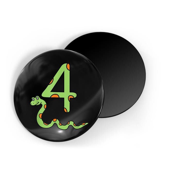 Snake Birthday Boy Kids Reptile Animal Number 4 4th Bday Magnet