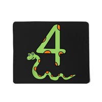 Snake Birthday Boy Kids Reptile Animal Number 4 4th Bday Mousepad