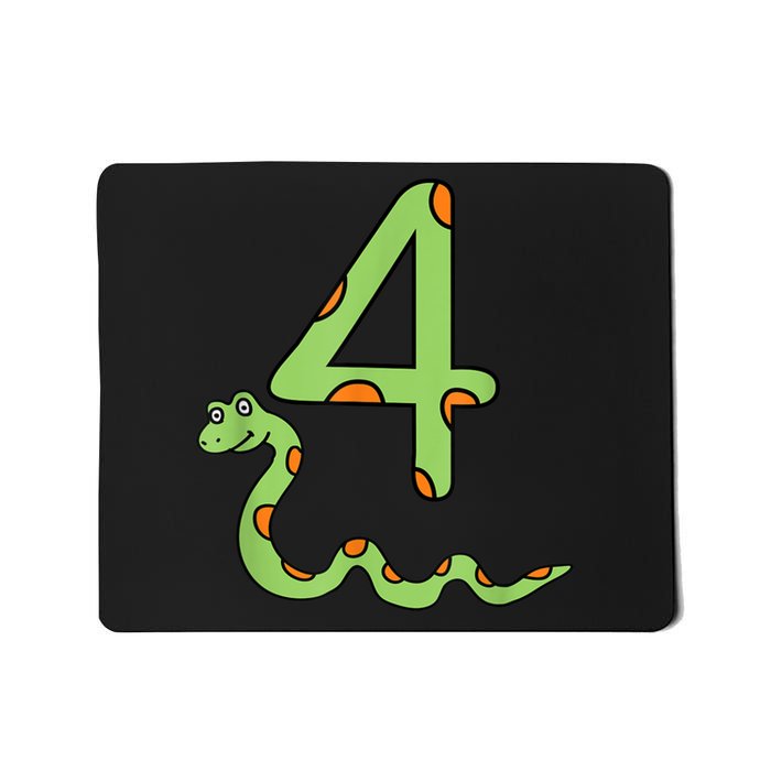 Snake Birthday Boy Kids Reptile Animal Number 4 4th Bday Mousepad