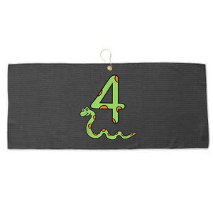 Snake Birthday Boy Kids Reptile Animal Number 4 4th Bday Large Microfiber Waffle Golf Towel