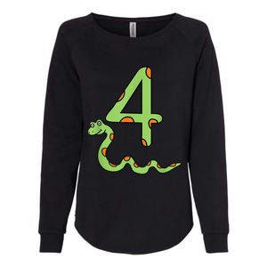 Snake Birthday Boy Kids Reptile Animal Number 4 4th Bday Womens California Wash Sweatshirt