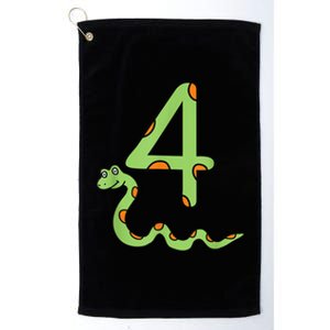 Snake Birthday Boy Kids Reptile Animal Number 4 4th Bday Platinum Collection Golf Towel