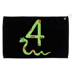 Snake Birthday Boy Kids Reptile Animal Number 4 4th Bday Grommeted Golf Towel