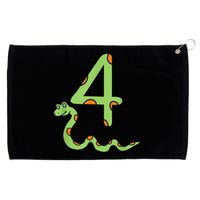 Snake Birthday Boy Kids Reptile Animal Number 4 4th Bday Grommeted Golf Towel