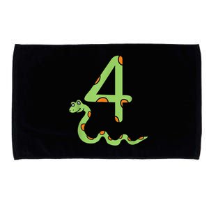 Snake Birthday Boy Kids Reptile Animal Number 4 4th Bday Microfiber Hand Towel