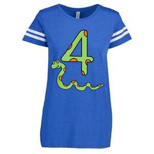 Snake Birthday Boy Kids Reptile Animal Number 4 4th Bday Enza Ladies Jersey Football T-Shirt