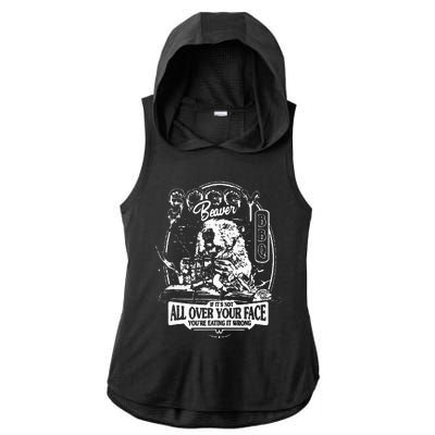 Soggy Beaver BBQ If It's Not All Over Your Face Ladies PosiCharge Tri-Blend Wicking Draft Hoodie Tank