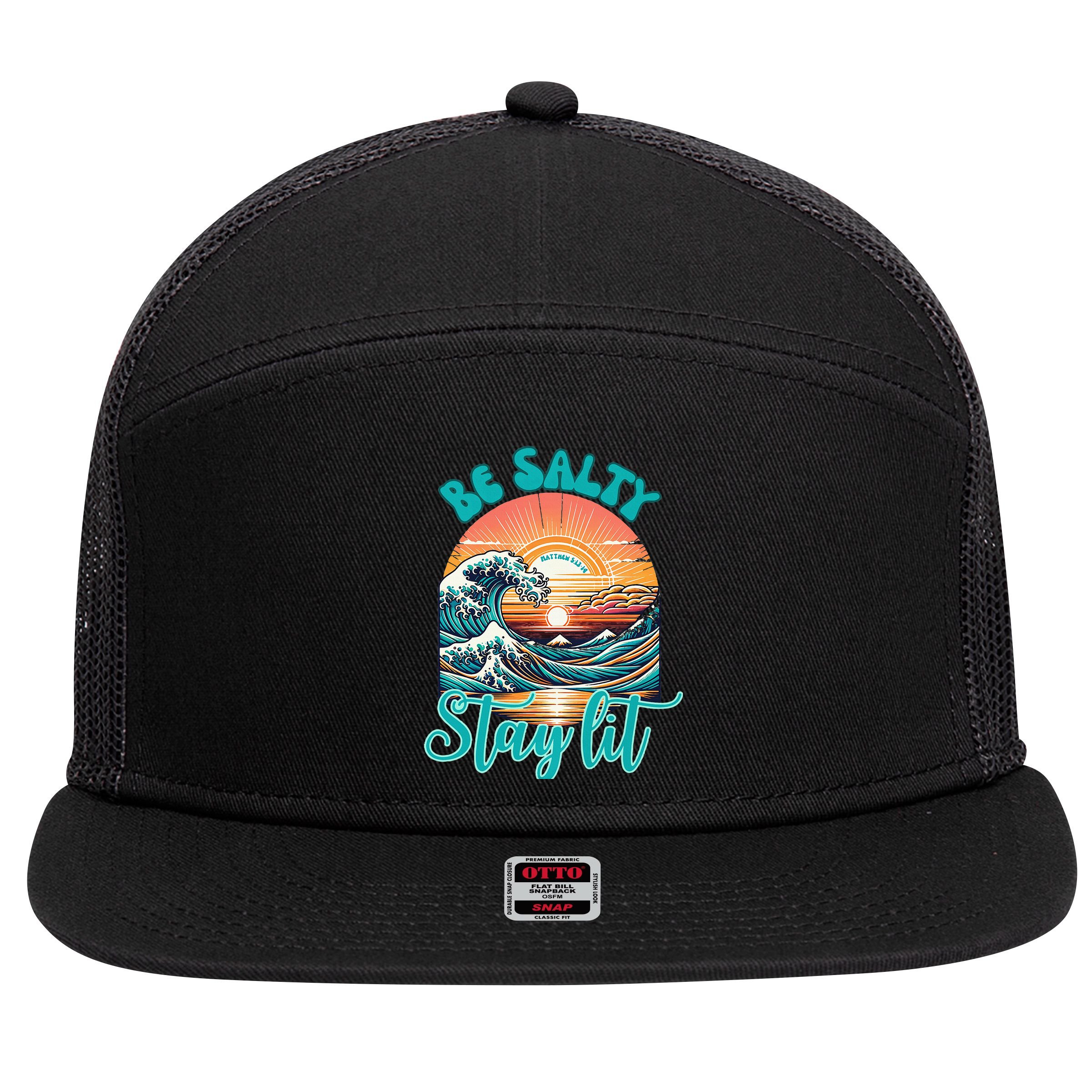 Summer Beach Be Salty Stay Lit Matthew 51314 7 Panel Mesh Trucker Snapback Hat