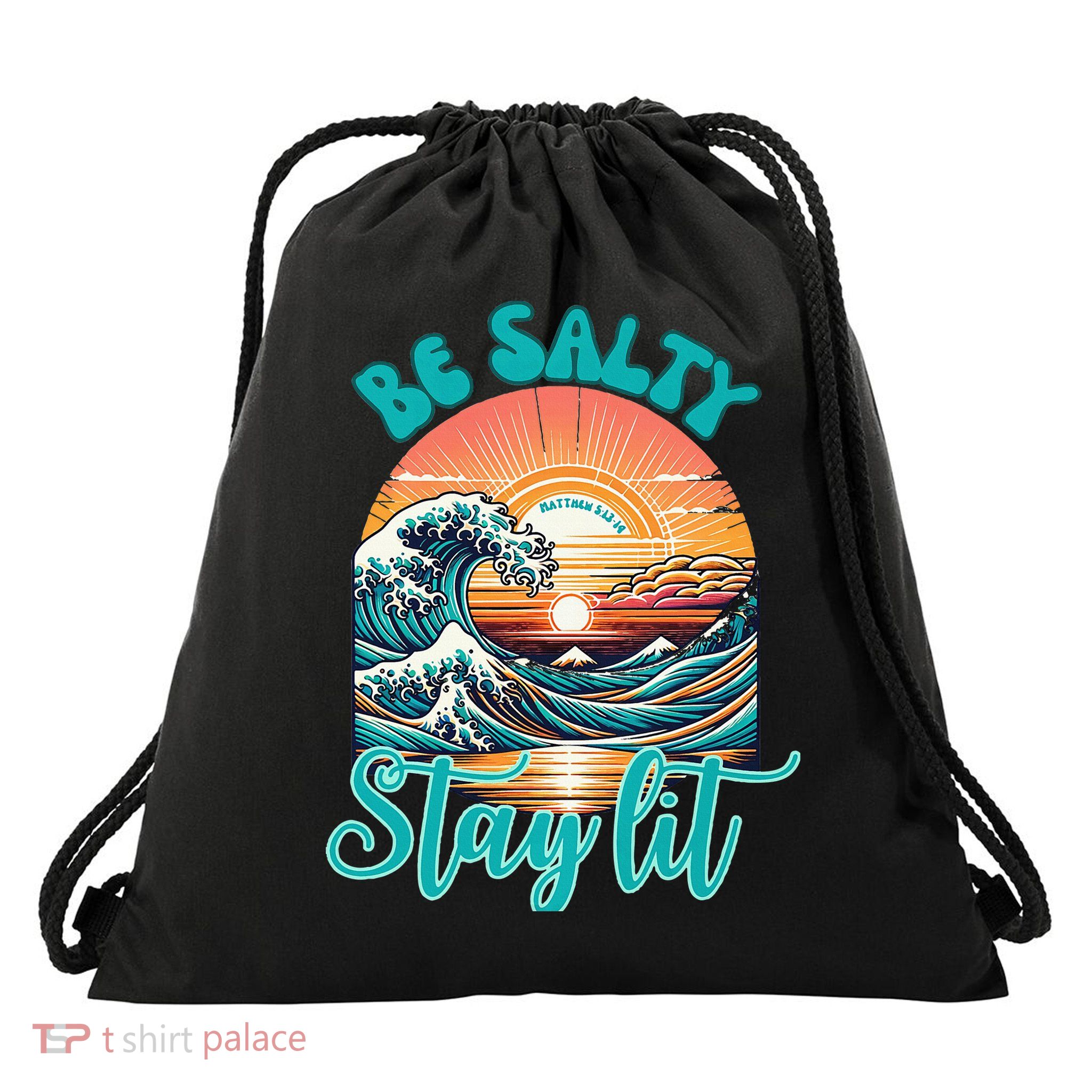 Summer Beach Be Salty Stay Lit Matthew 51314 Drawstring Bag