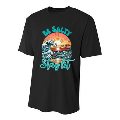 Summer Beach Be Salty Stay Lit Matthew 51314 Youth Performance Sprint T-Shirt