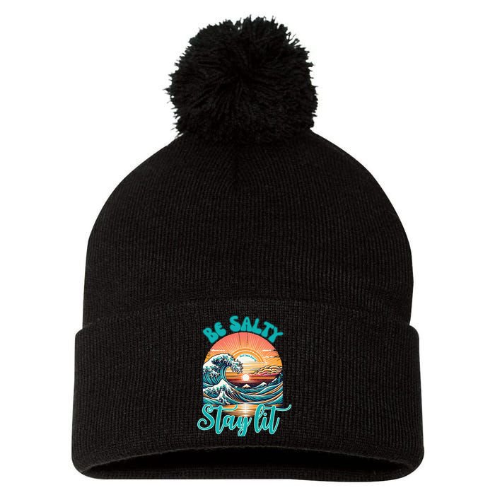 Summer Beach Be Salty Stay Lit Matthew 51314 Pom Pom 12in Knit Beanie