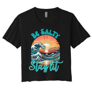 Summer Beach Be Salty Stay Lit Matthew 51314 Women's Crop Top Tee