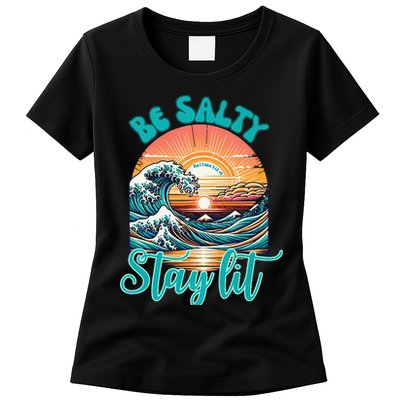 Summer Beach Be Salty Stay Lit Matthew 51314 Womens T-Shirt