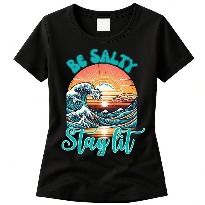 Summer Beach Be Salty Stay Lit Matthew 51314 Womens T-Shirt