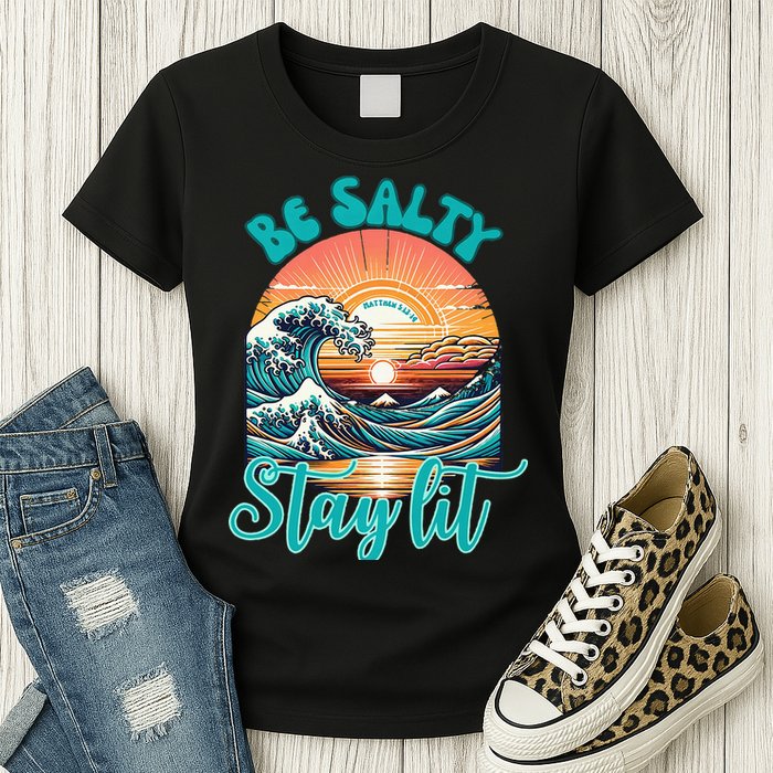 Summer Beach Be Salty Stay Lit Matthew 51314 Womens T-Shirt