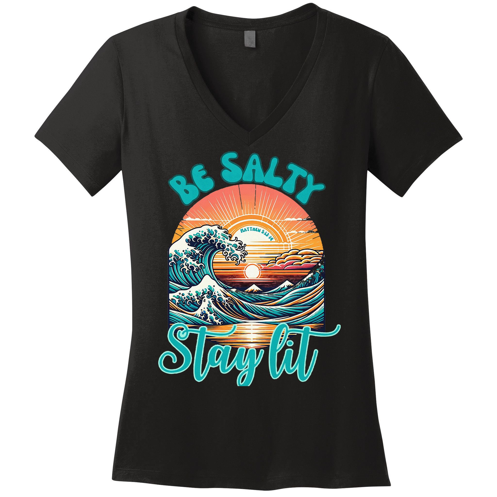 Summer Beach Be Salty Stay Lit Matthew 51314 Women's V-Neck T-Shirt