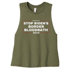 Stop BidenS Border Bloodbath Saying Trump Women's Racerback Cropped Tank