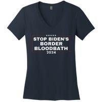 Stop BidenS Border Bloodbath Saying Trump Women's V-Neck T-Shirt