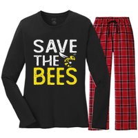 Save Bees Beekeeper Bee Keeping funny Honey Women's Long Sleeve Flannel Pajama Set 