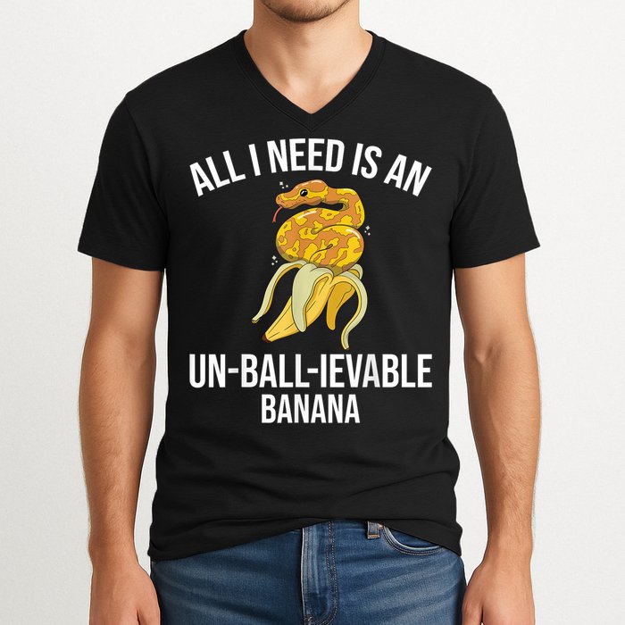 Snake Banana Ball Python V-Neck T-Shirt