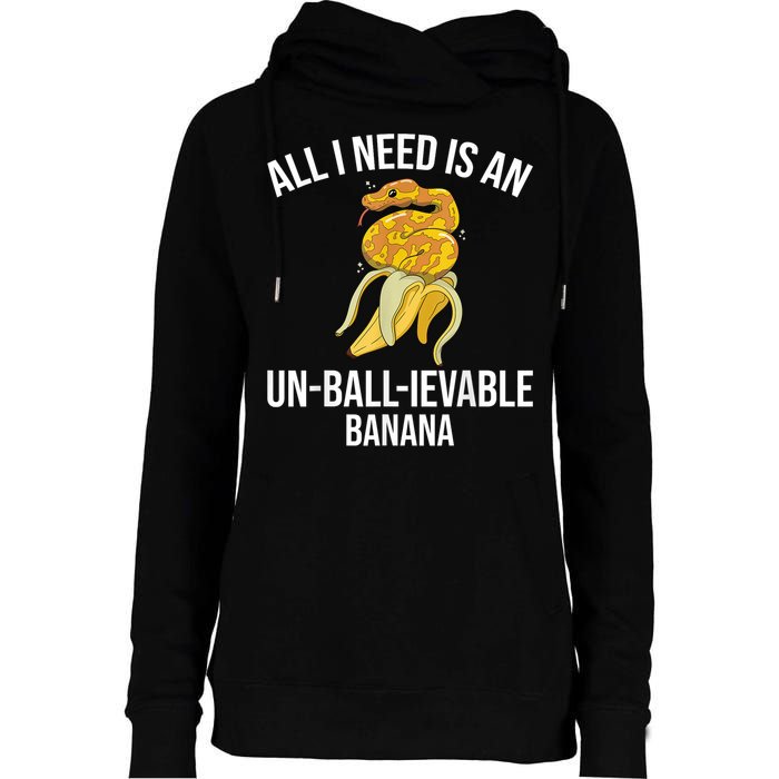 Snake Banana Ball Python Womens Funnel Neck Pullover Hood
