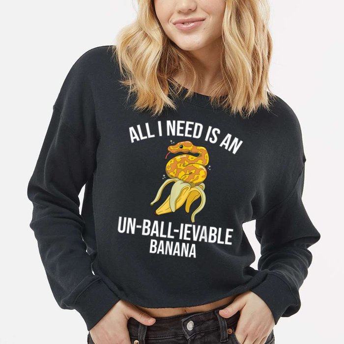 Snake Banana Ball Python Cropped Pullover Crew