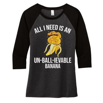 Snake Banana Ball Python Women's Tri-Blend 3/4-Sleeve Raglan Shirt