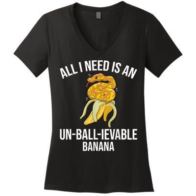 Snake Banana Ball Python Women's V-Neck T-Shirt