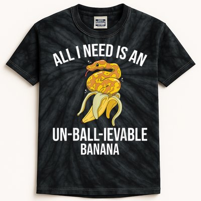 Snake Banana Ball Python Kids Tie-Dye T-Shirt