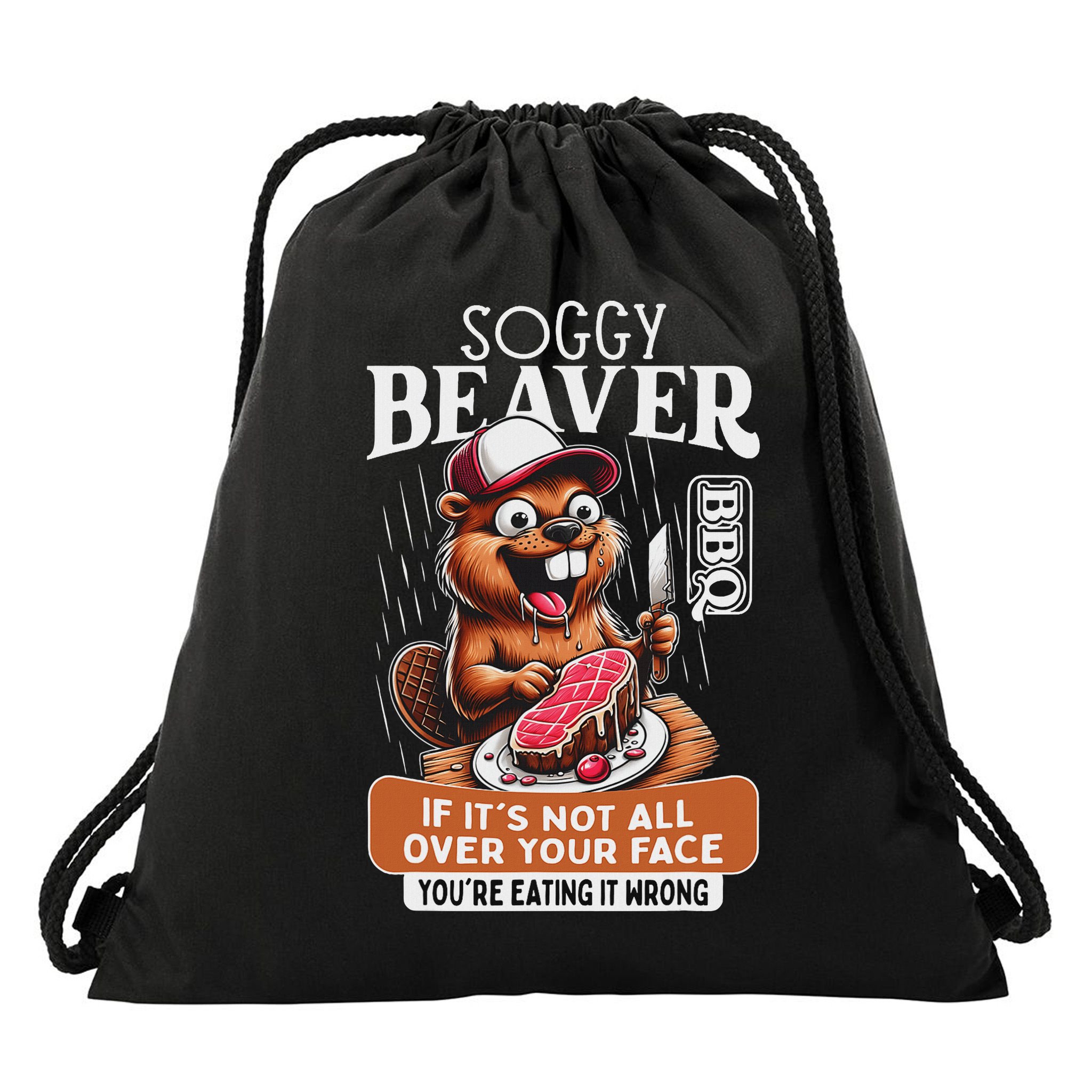 Soggy Beaver Barbecue Bbq Dirty Funny Humor Beaver Lover Drawstring Bag