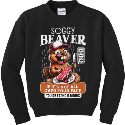 Soggy Beaver Barbecue Bbq Dirty Funny Humor Beaver Lover Kids Sweatshirt