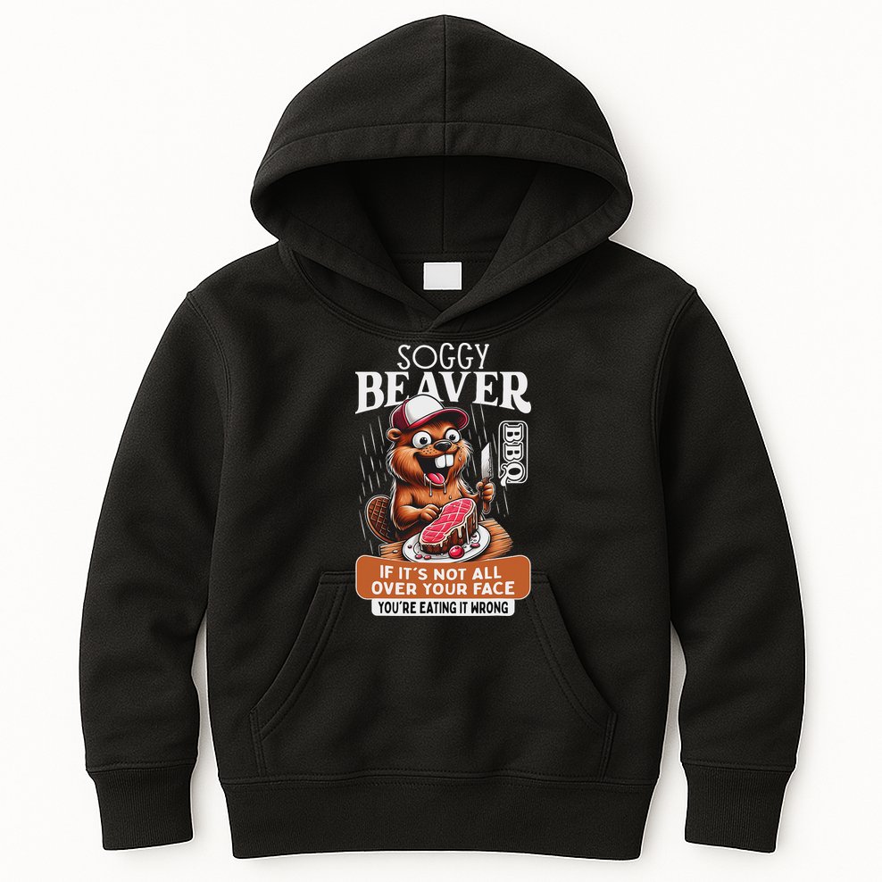 Soggy Beaver Barbecue Bbq Dirty Funny Humor Beaver Lover Kids Hoodie