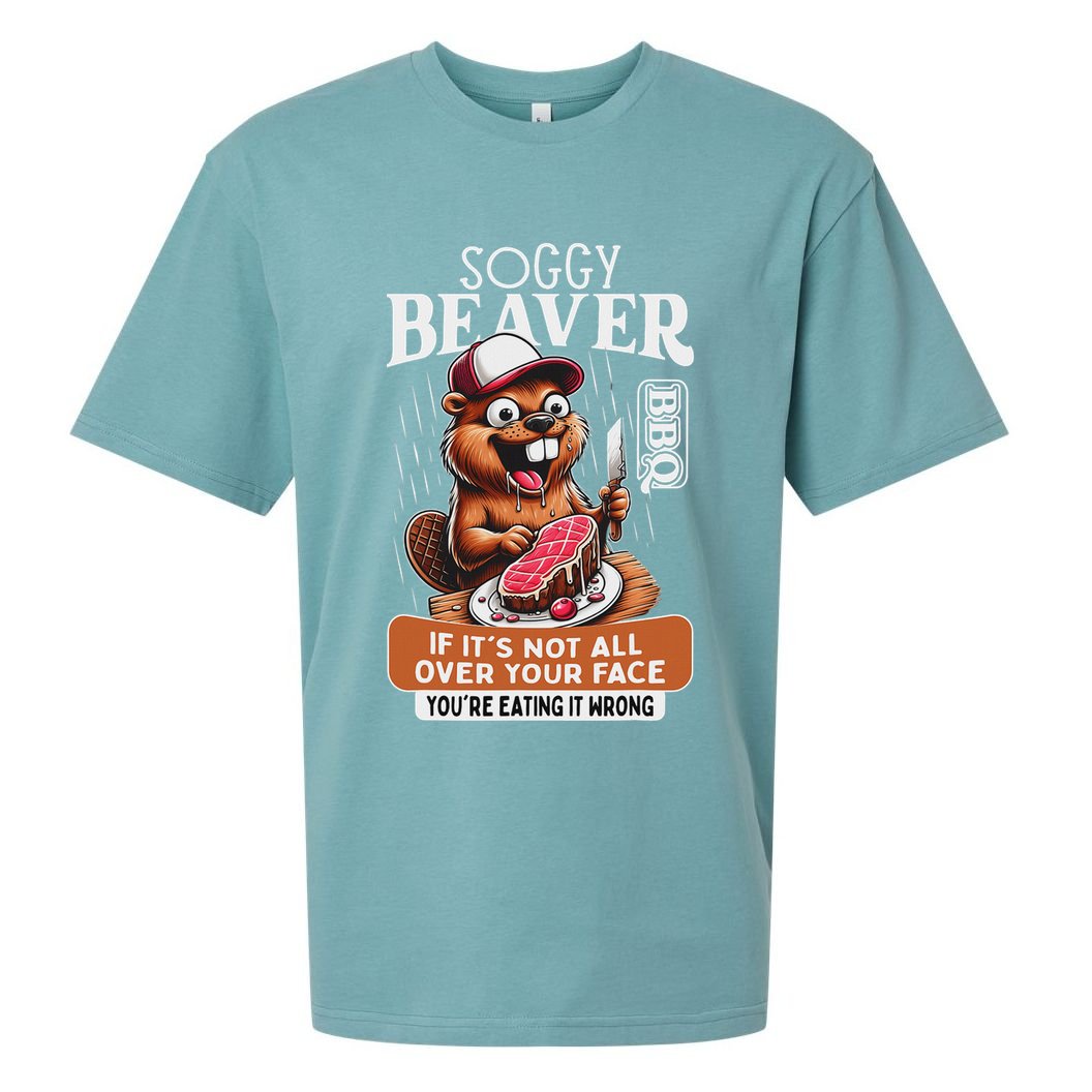 Soggy Beaver Barbecue Bbq Dirty Funny Humor Beaver Lover Sueded Cloud Jersey T-Shirt