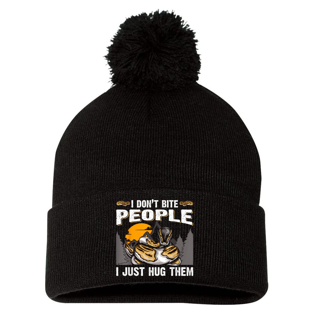 Snake Banana Ball Python Pom Pom 12in Knit Beanie