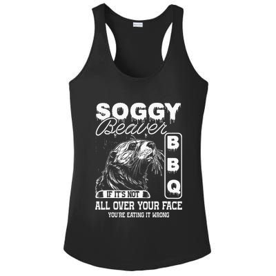 Soggy Beaver Bbq ItS Not All Over Your Face Eating It Wrong Ladies PosiCharge Competitor Racerback Tank