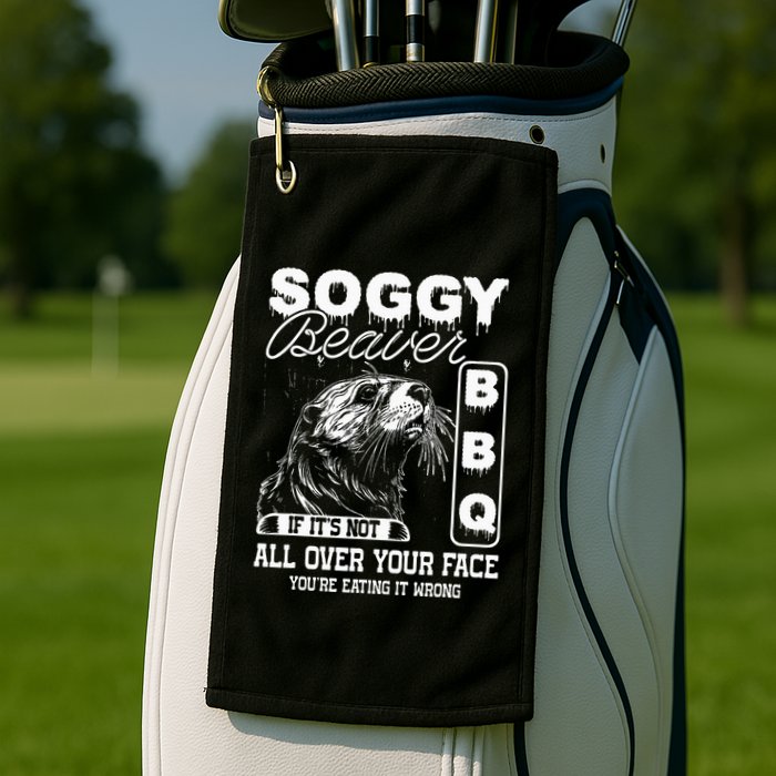 Soggy Beaver Bbq ItS Not All Over Your Face Eating It Wrong Golf Towel