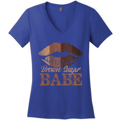 Sugar Babe Brown Proud Black Melanin Lips Gift Women's V-Neck T-Shirt