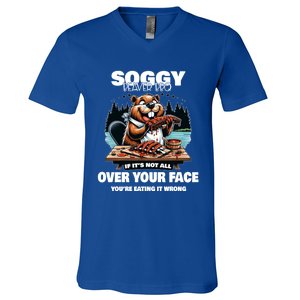 Soggy Beaver Bbq If ItS Not All Over Your Face Beaver Gift V-Neck T-Shirt