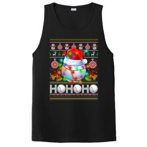 Santa Baseball Ball Xmas Tree Lights Ugly Christmas Gift PosiCharge Competitor Tank