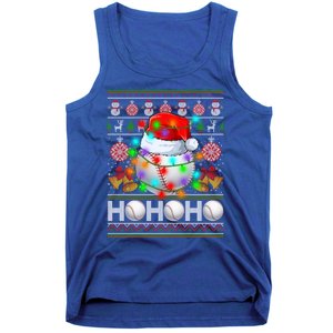 Santa Baseball Ball Xmas Tree Lights Ugly Christmas Gift Tank Top