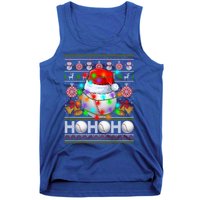 Santa Baseball Ball Xmas Tree Lights Ugly Christmas Gift Tank Top