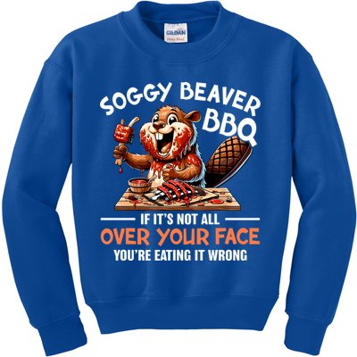 Soggy Beaver Bbq If It's Not All Over Your Face Cute Gift Kids Sweatshirt