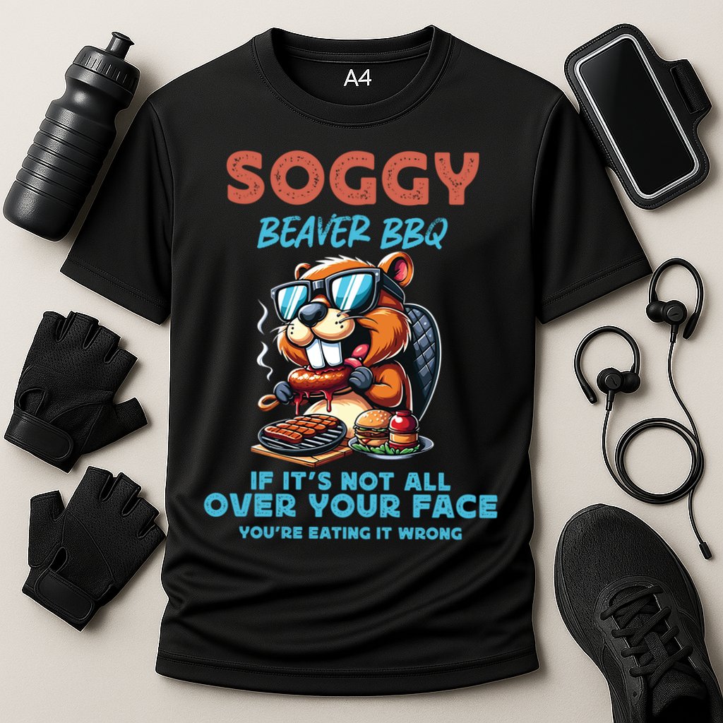 Soggy Beaver BBQ If It's Not All Over Your Face Beaver Performance Shirt