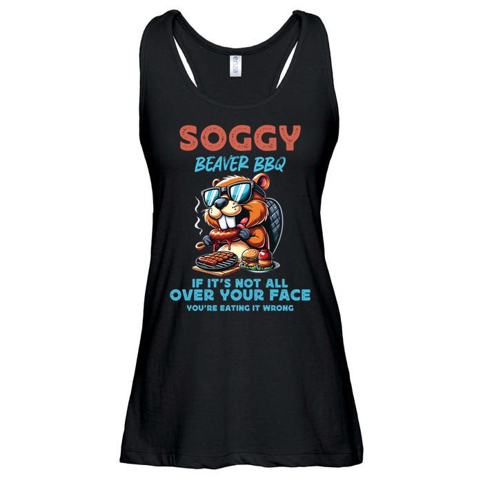 Soggy Beaver BBQ If It's Not All Over Your Face Beaver Ladies Essential Flowy Tank