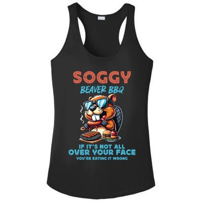 Soggy Beaver BBQ If It's Not All Over Your Face Beaver Ladies PosiCharge Competitor Racerback Tank