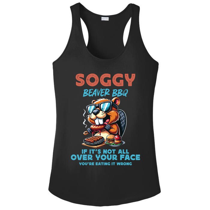 Soggy Beaver BBQ If It's Not All Over Your Face Beaver Ladies PosiCharge Competitor Racerback Tank