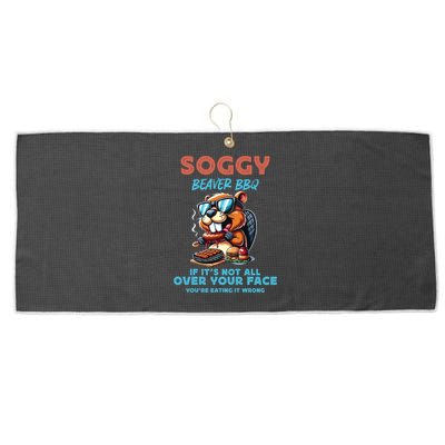 Soggy Beaver BBQ If It's Not All Over Your Face Beaver Large Microfiber Waffle Golf Towel