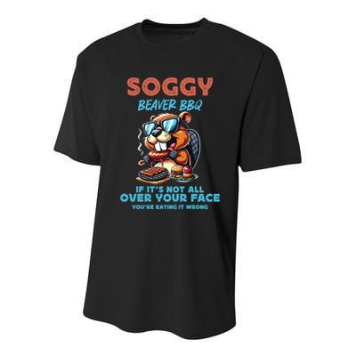 Soggy Beaver BBQ If It's Not All Over Your Face Beaver Youth Performance Sprint T-Shirt