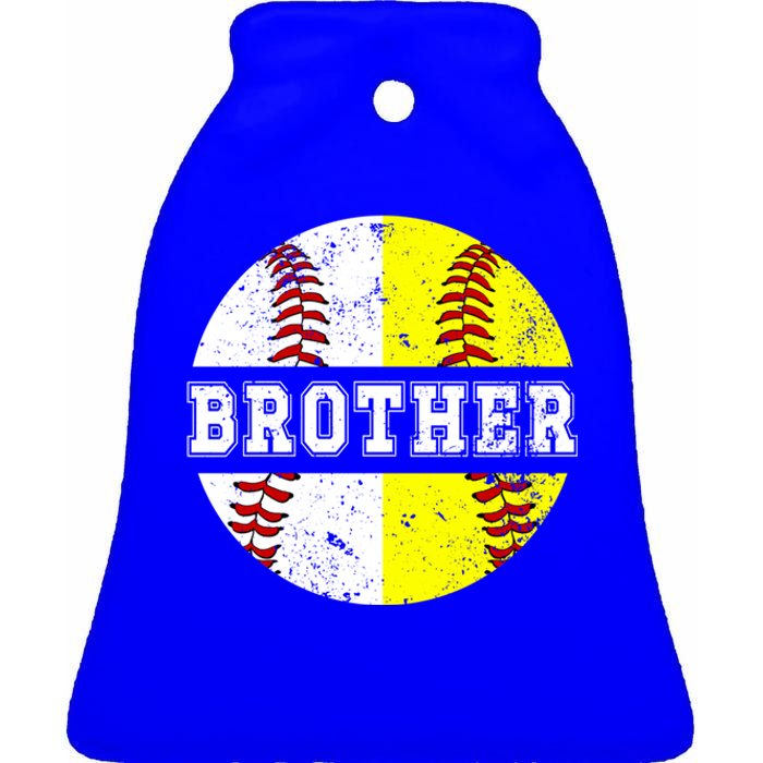 Softball Baseball Brother Of Baseball Softball Player Cool Gift Ceramic Bell Ornament