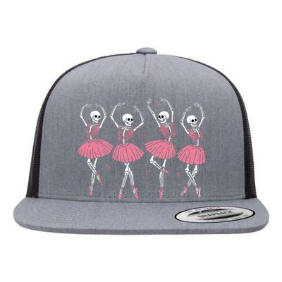 Skeleton Ballerinas Ballet Dance Cute Girl Halloween Costume Flat Bill Trucker Hat